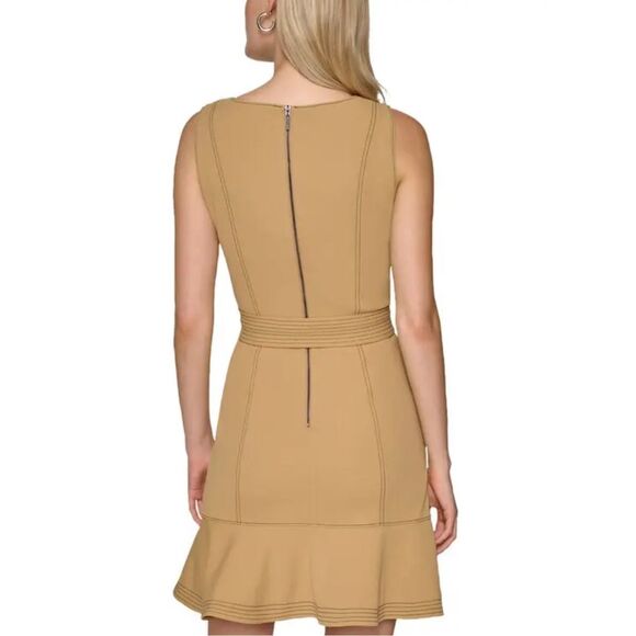 Karl Lagerfeld Paris NWT Ruffle Hem Scuba Dress Cartouche Size 12 - Picture 2 of 4